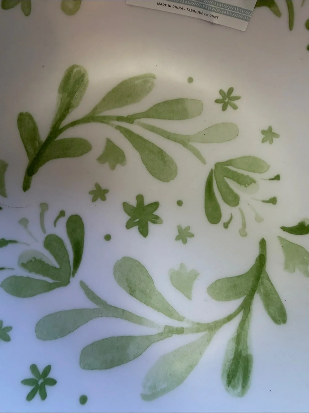NWT Large Green Floral Melamine Serving Bowl for indoor & outdoor use, Fun too!